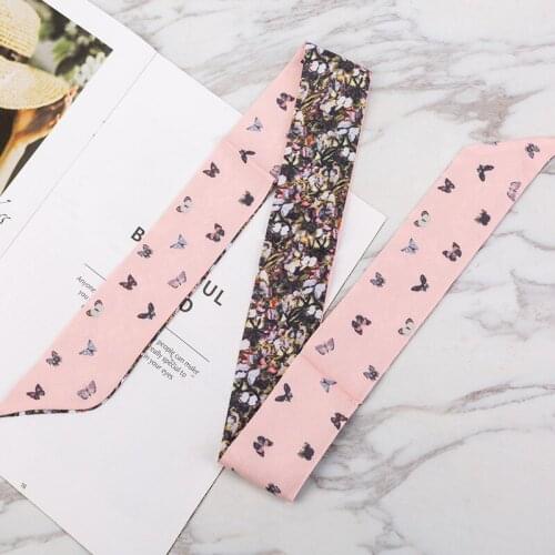 Fashion Bag Scarf Womens Bandana Butterfly Print Luxury Brand Hairband Hair Accessory Design Ribbon Belt Lady Neck Long Shawl