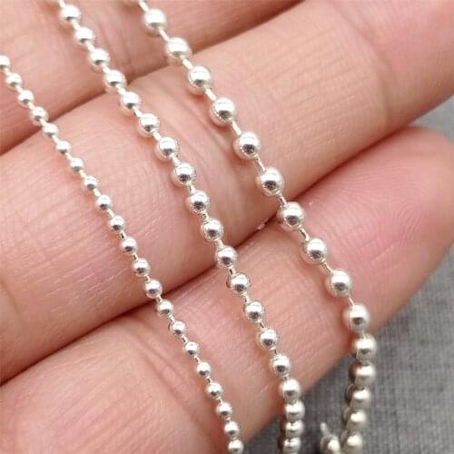 925 Sterling Silver Unfinished Bead Ball Chain 1.5mm 2mm 2.5mm 3mm 4mm 5mm