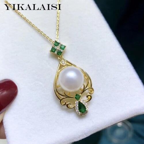 YIKALAISI 925 Sterling Silver Pendants Fine Jewelry For Women 9-10mm Oblate Natural Freshwater Pearl Pendants Necklaces