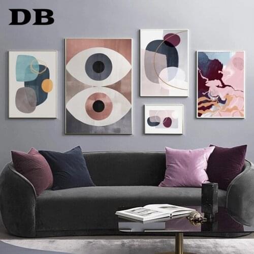 Modern Abstract Eye Geometric Line Wall Art Canvas Painting Nordic Posters And Prints Wall Pictures For Living Room Home Decor