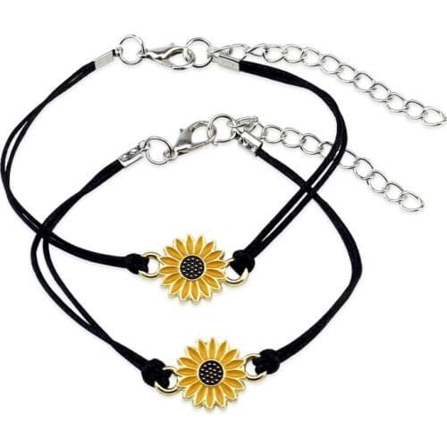 Vintage Jewelry Sunflower Designer Bracelets Gold Sunflower Wish Bracelet Pinky Promise Couple Jewelry Women