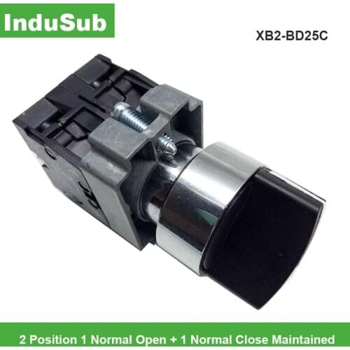 XB2BD25C 1 NO 1 NC 2 Positions Latching Select Selector Switch 22mm Mount