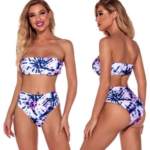 2021 womens swimsuits bathing suits for women swimsuit female split sexy tube top bikini printing swimsuit