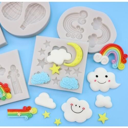 Star Cloud Moon Rainbow Sky silicone mold fondant mold cake decorating tools chocolate gumpaste mold