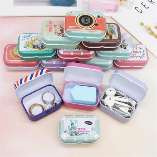16pcs Mini Tinplate Boxes Jewelry Candy Storage Box Cans Coin Earrings Headphones Cactus Party Favor Gifts