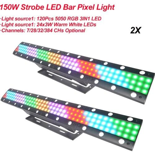 2Pcs/Lot New Stage Effect Light 150W Strobe LED Bar Pixel Light DMX 512 LED Wash Disco Light For Party DJ TV Studio Equipment