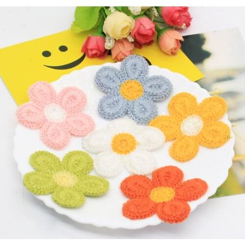 20pcs/lot 5.5cm Embroidery flower applique For Bow Clip Accessories DIY Kid cloth patches Appliques
