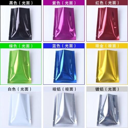 200Pcs/ Lot Open Top Heat Sealable Aluminum Foil Vacuum Package Pouch Flat Mylar Bag Sample Packaging Coffee Powder Storage Bags