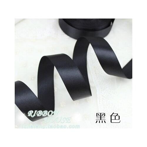 22meter/lot 1"(25mm) Black Satin Ribbon Webbing Decoration Gift Christmas Ribbon decoration wrapping Sewing Fabric Hand DIY