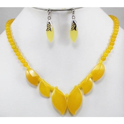 3 choices wholesale Exquisite yellow purple red Natural Stone 18kgp Necklace Earring Set