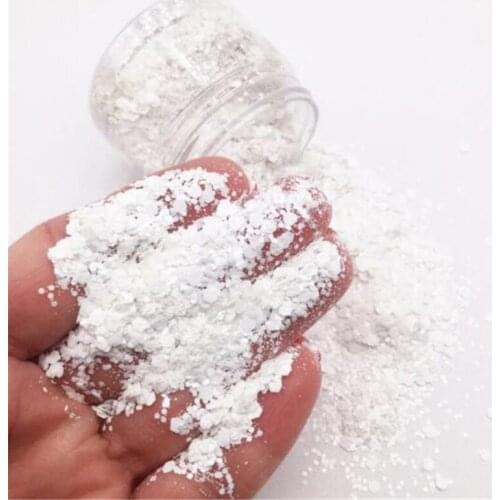 50g (White/Black) Nail Art Chunky Glitter Powder Pearl White Flakes Decors DIY Polish Manicure For Acrylic Nails Charm Tool J#65