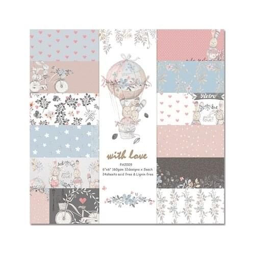 6 inch With Love Rabbit Scrapbook Paper Origami Background Paper DIY Card Making Home deco gift arts and crafts