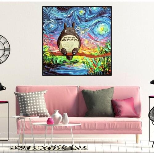 Abstract Van Gogh Style MY NEIGHBOUR TOTORO Canvas Painting Kids Bedroom Decor Poster and Prints Wall Art Pictures Canvas Art