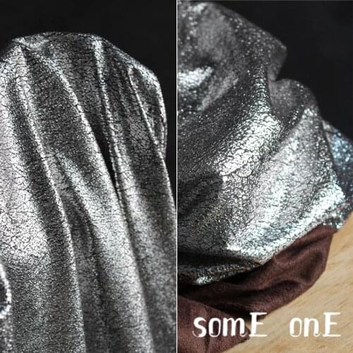 New Burst Fine Grain Silver Imitation Leather Fabric DIY Stage Background Decor Legging Pants Dress Designer Fabric
