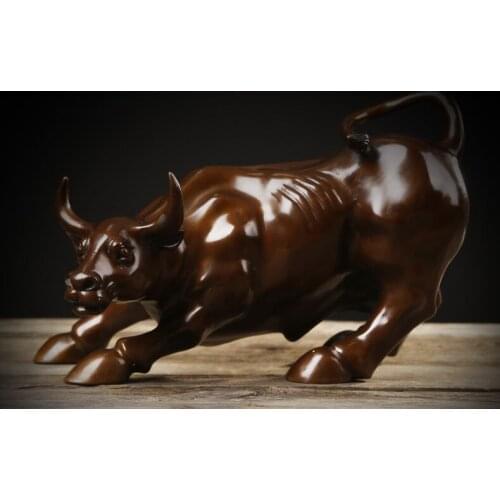 GOOD - Good luck Mascot stock-market Wall Street bull BRONZE Decorative sculpture HOME company Shop OFFICE TOP Business art