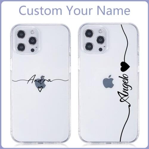 Custom Name For iPhone 11 case 7 8 Plus 11 Pro Max SE 2020 Transparent Cover Girl Gift Silicone Funda 12 Mini X XS XR 6 6s DIY