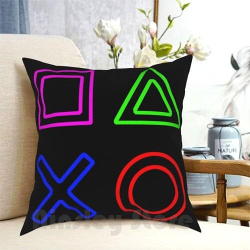 Controller Buttons Pillow Case Printed Home Soft DIY Pillow cover Playstation Ps Controller Circle Cross Square Gaming