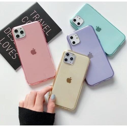 Colorful Transparent Phone Cases For iPhone 11 12 Pro Max Case X XR XS Max 6 7 8 Plus Cover Soft Silicone TPU Protection Cases