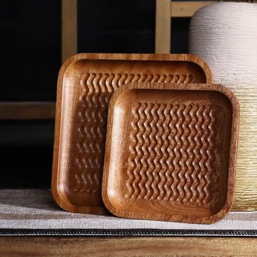 Hand-carved hammer pattern creative Square Strip style creative wooden plate