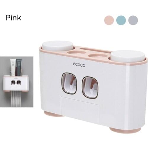 Toothbrush Holder 5 Racks Dust-proof with Cups Toothpaste Squeezer Dispenser Automatic Wall Stand Shelf Bathroom accessories