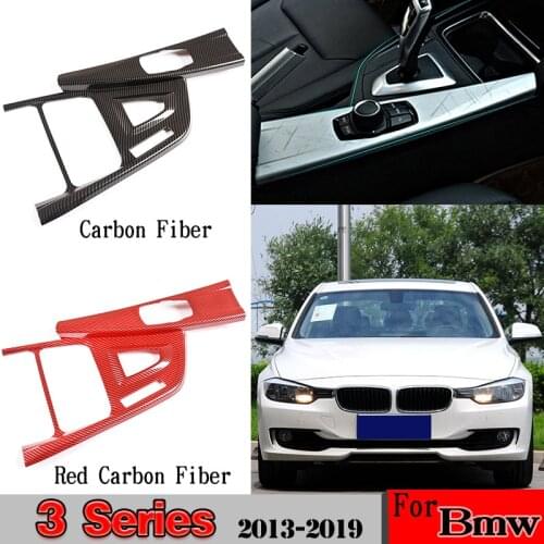 For BMW 3 Series F30 F35 320 2013-2018 ABS Carbon Fiber/Red Carbon Fiber Central Control Gear Shift Panel Trim Car Accessories