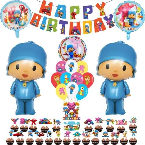 Eily Pato Party Supplies PP Elephant Balloons Cake Topper Happy Birthday Banner Decorations Cartoon Latex Ballons Pocoyoed Toy