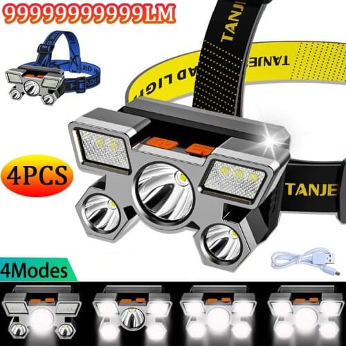 4/2/1 PCS USB Rechargeable Headlamp Led Five-head Light Head-mounted Portable Flashlight Outdoor Miners Lamp Headlight