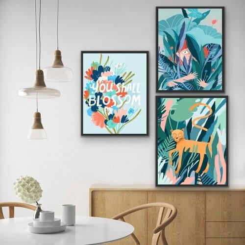 HD Print Modular Tiger In The Jungle Abstract Picture Canvas Painting Poster For Living Room Home Decor Wall Art No Framework