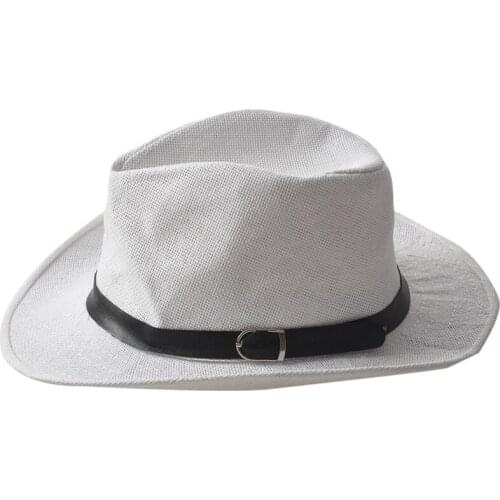 Summer Men Hat Straw Hat Cowboy Hat Fashion WESTERN COWBOY Cavalry Hatband HOT White