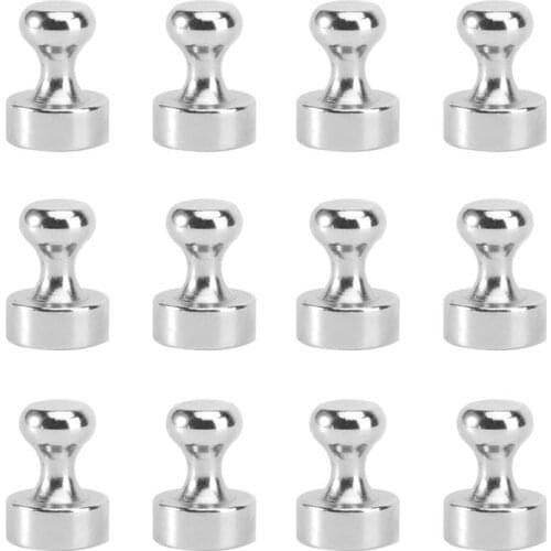 12pcs Steel Magnetic Push Pins Strong Magnets for Fridge Bathroom Kitchen Locker Classroom Industrial Office Hanger 12x16mm