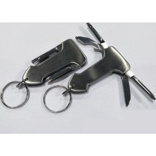 100pcs 4 in 1 multifuction keychain cross straight screwdriver knife can bottle opener promotion gift custom logo SN1957