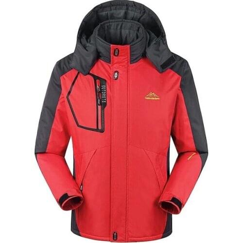 2020 New Winter Sport Men Outdoor Double Layer Waterproof Windproof Hiking Ski Hooded Jackets Windbreaker Warm Camping Coat