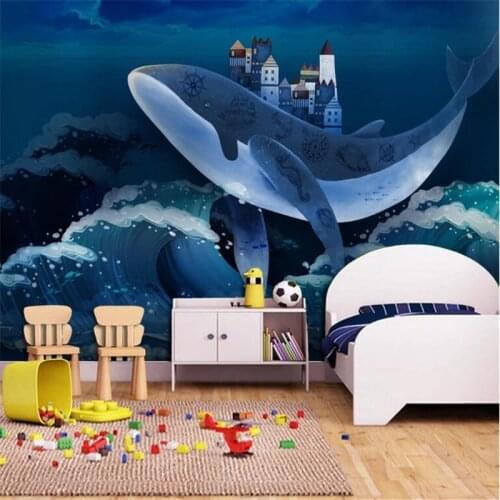 Milofi size custom 3D printing wallpaper mural dream whale home childrens room bedroom background wall