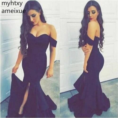 New Sweetheart Sexy Plus Size Evening Dress Trumpet Prom Dress Split Ruffles Floor Length Ruchned Off Shoulder Custom Made Robe