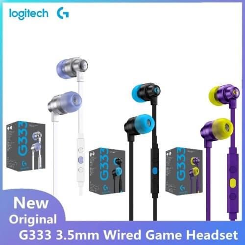 Original Logitech G333 Gaming Headset 3.5mm In-Ear Wired Stereo Headphones with HD Microphone for Laptop PC Gaming LOL Earphone