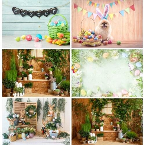 Easter Backdrops For Photography Spring Flowers Rabbit Eggs Baby Portrait Photo Background Photo Studio 210318MXR-03