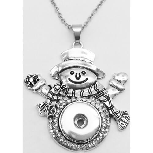 Snowman christmas snap button necklace XH6563 (fit 18mm 20mm snaps) BOBOSGIRL