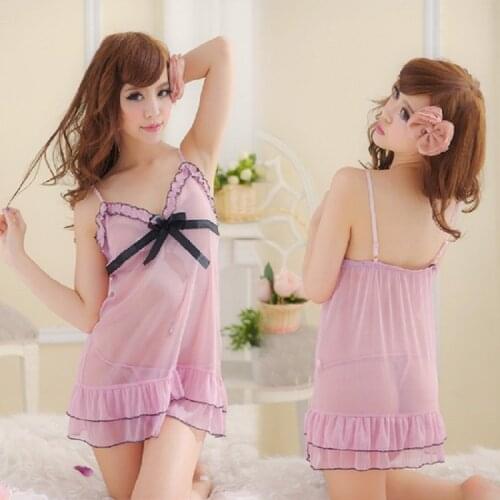 ITFABS Pink Womens Sexy Lace Dress G-string Lingerie Underwear Babydoll Sleepwear Nightwear Hot Selling