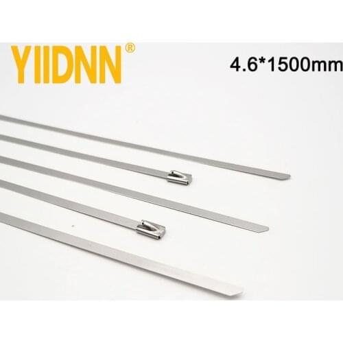 100pc 3/16" Fire Retardant Metal Material Self-Locking Cable Tie 4.6mm*1500mm 201/304/316SUS
