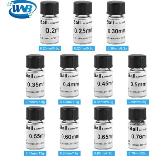 WNB 10Kpcs/bottle 0.2-0.76mm Leaded Solder Balls Sn63/Pb37 BGA Reballing Ball Stencil Soldering Ball IC Chip Rework Tin Material
