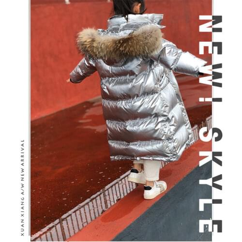 2019 Increase Wool Collar, Lengthen Childrens Down Jacket, Girls Slim Fit, Korean Version, Boys Knee Over Thickened Coat