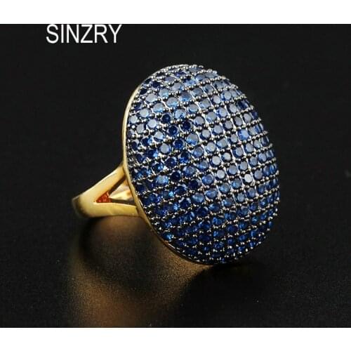 Sinzry Hotsale colorful Cubic zircon open end adjustable oval shape exaggerated cocktail rings trendy jewelry accessory