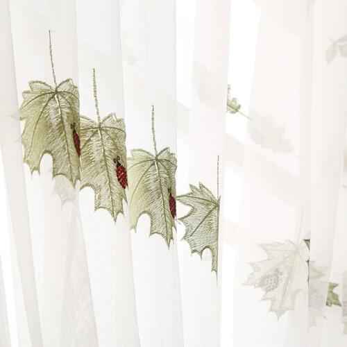 Luxury Embroidery Maple Leaf Tulle for Bedroom Window Screen Ladybird Design Sheer Curtains for Bedroom Kitchen Panel