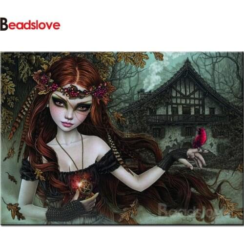 Victoria france angel bird diamond painting full square round 5 d diy diamond kits mosaic embroidery Cross stitch halloween hous