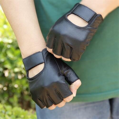 2018 High-Quality Men And Women Genuine Leather Gloves Fashionable Fitness Sheepskin Gloves Fingerless Neutral Wrist Gloves Y-03