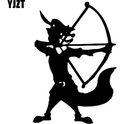 YJZT 11.1CM*16.2CM Fox Shoot Bow Creative Decoration Car Sticker Vinyl Decal Car Door Black/Silver C4-1703