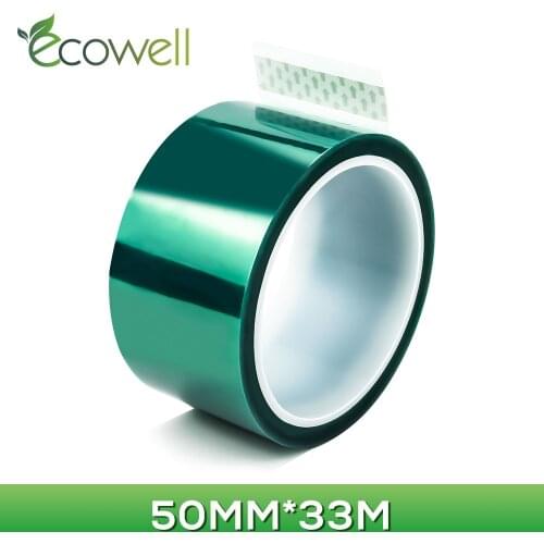 Ecowell Green Pet Tape 50mm PET High Temperature Heat-resistant Masking tape 33m for PCB Solder Plating Insulation Protection