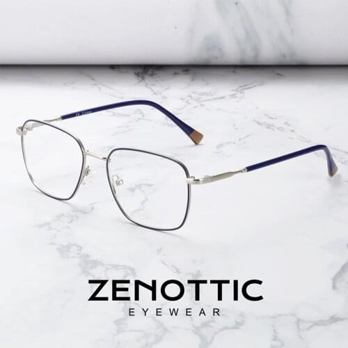 ZENOTTIC Glasses Frame for Women Men Ultralight Optical Myopia Eyeglasses Thin Metal Square Acetate Temple Eyewear Frame