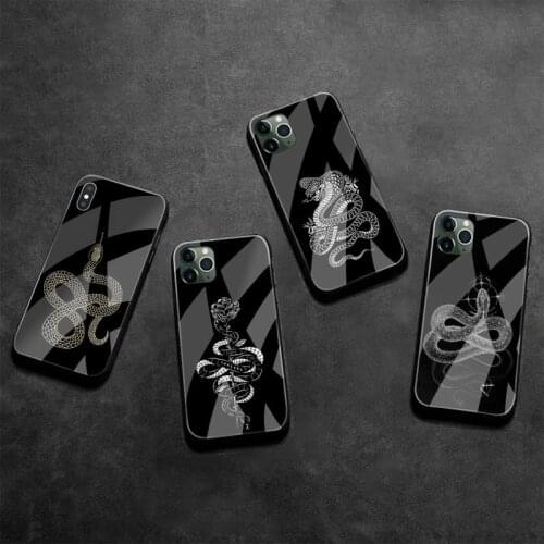 Snake black Phone Case Tempered Glass For iPhone 12 Pro Max Mini 11 Pro XR XS MAX 8 X 7 6S 6 Plus SE 2020 cover
