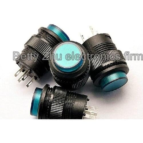10PCS/LOT Self-locking switch button with light switch / R16-503AD round 16MM 3A/250V green